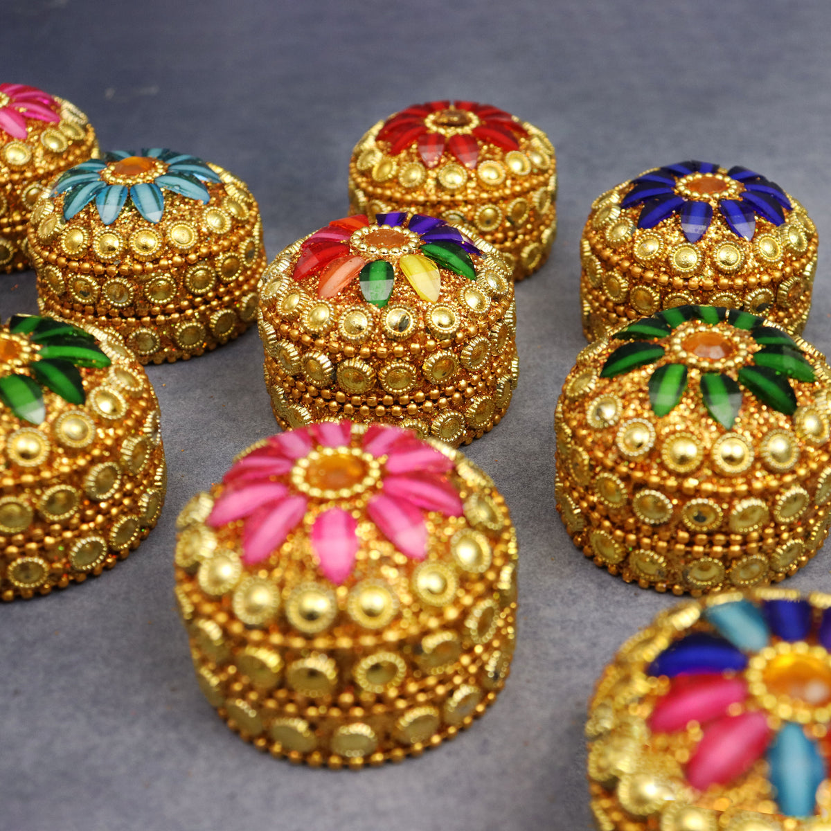 Multi color stone kumkum  size-2 Pack of 8