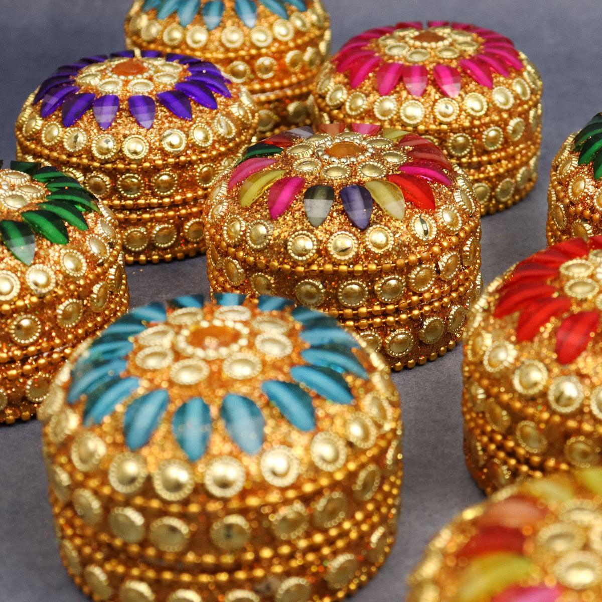 Multi color stone kumkum  size-3(Pack of 4 )