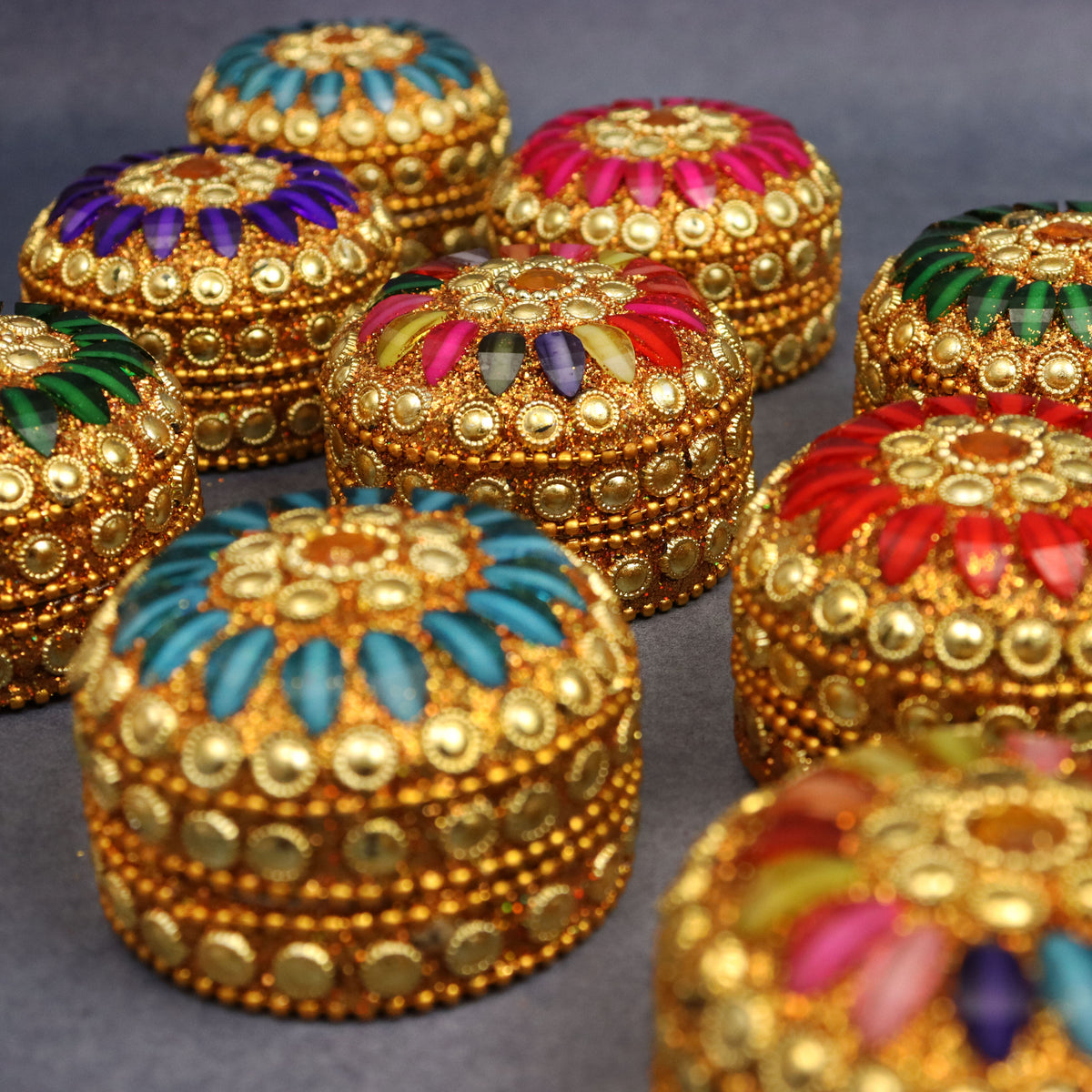 Multi color stone kumkum  size-3(Pack of 4 )