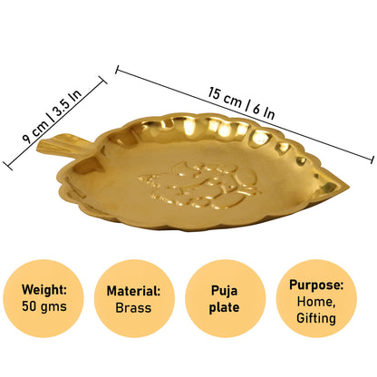 Brass Ganesha Leaf Thali (Pital Vinayak Patta Thali)