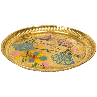 Brass Peacock Plate Size-10 (Pital Mor Design Thali / Mayur Plate)