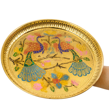 Brass Peacock Plate Size-10 (Pital Mor Design Thali / Mayur Plate)