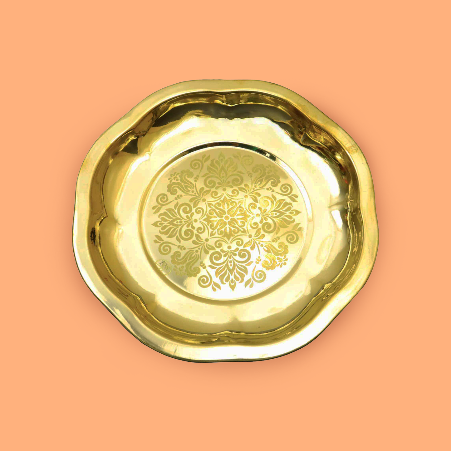 Brass Itching Plate Floral Design Weight-0.250 (Pital Phool Nakashi Thali)