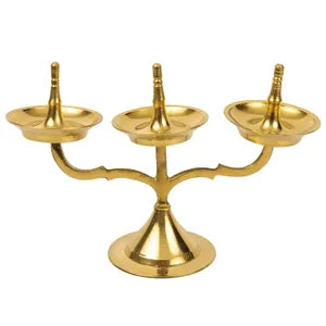 Brass Kavara Vilakku Triple Branch Oil Lamp