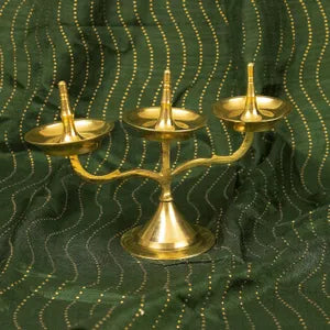 Brass Kavara Vilakku Triple Branch Oil Lamp