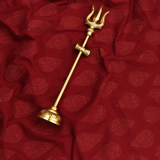 Brass Shiva Trishul with Damru