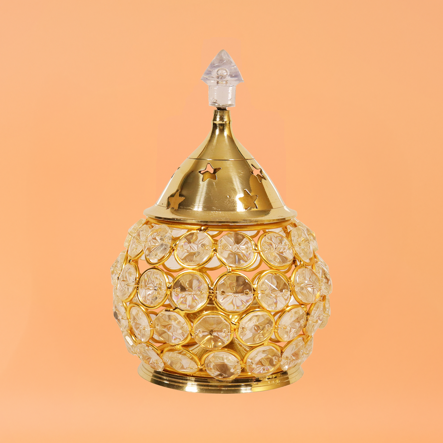 Brass Himalayan Crystal Deep (Matki No,2) (Pital Himalay Sphatik Matka Deepak)