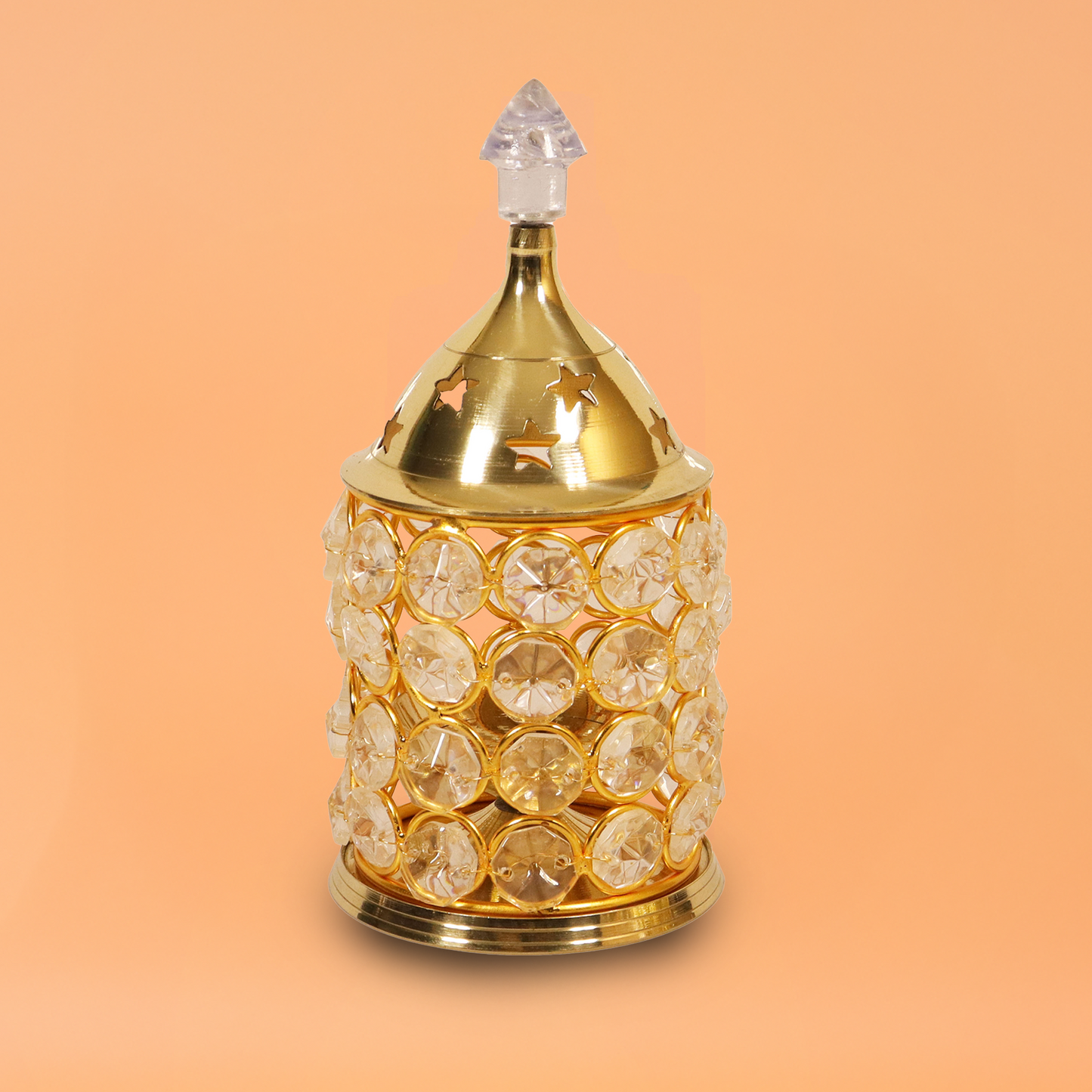 Brass Himalayan Crystal Deep (Piller No,2) (Pital Himalay Sphatik Deepak)