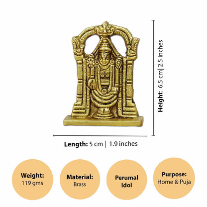Brass VDM Perumal - 120gm (Pital Vishnu Murti / Tirupati Balaji)