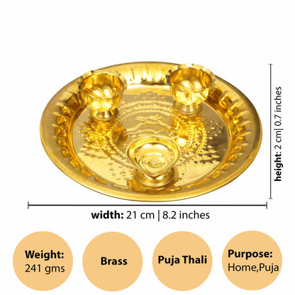 Ganesh Aarti Size-9 (2 Bowl, 1 Diya) (Pital Vinayak Aarti Set)