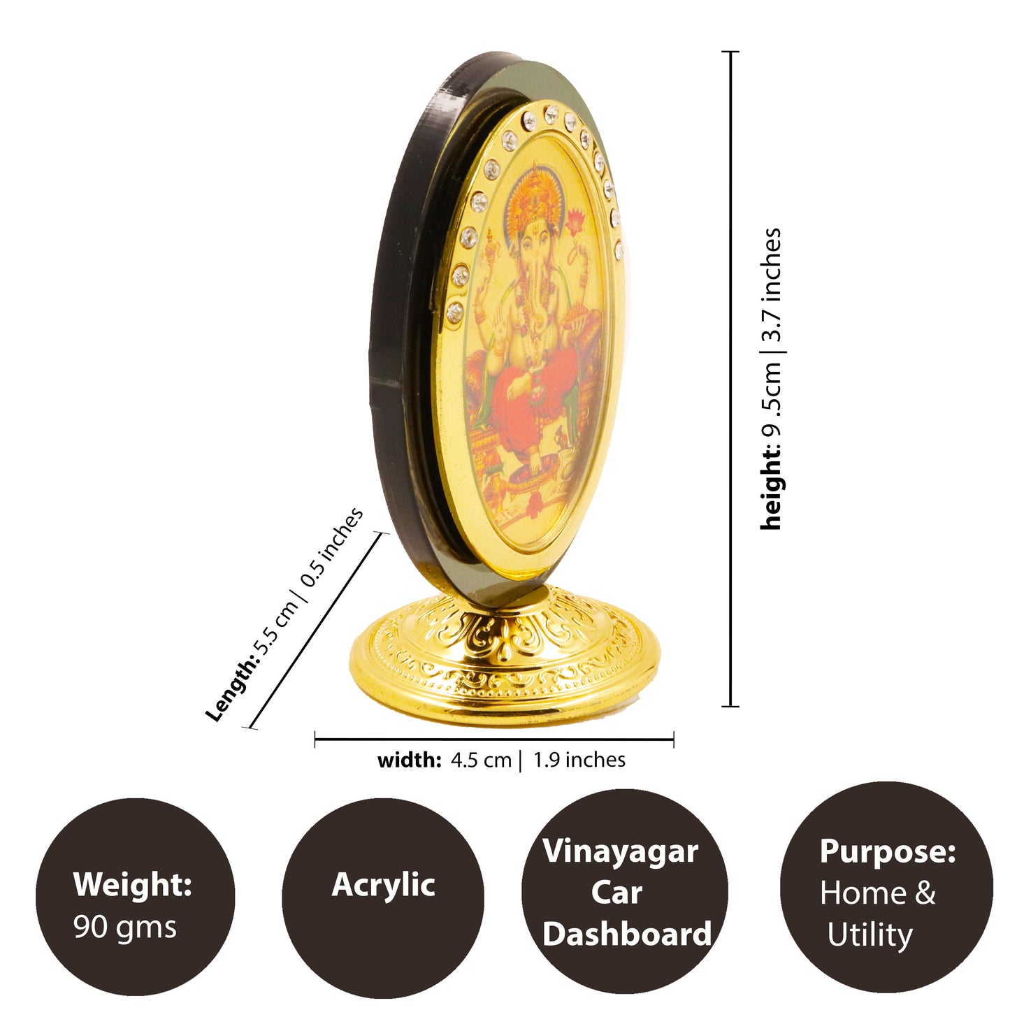 Oval Double Side God Picture -Ganesh