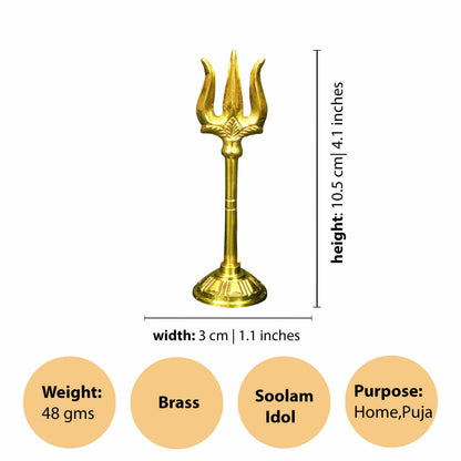Brass Soolam-10cm (Pital Trishul / Shiva Weapon)
