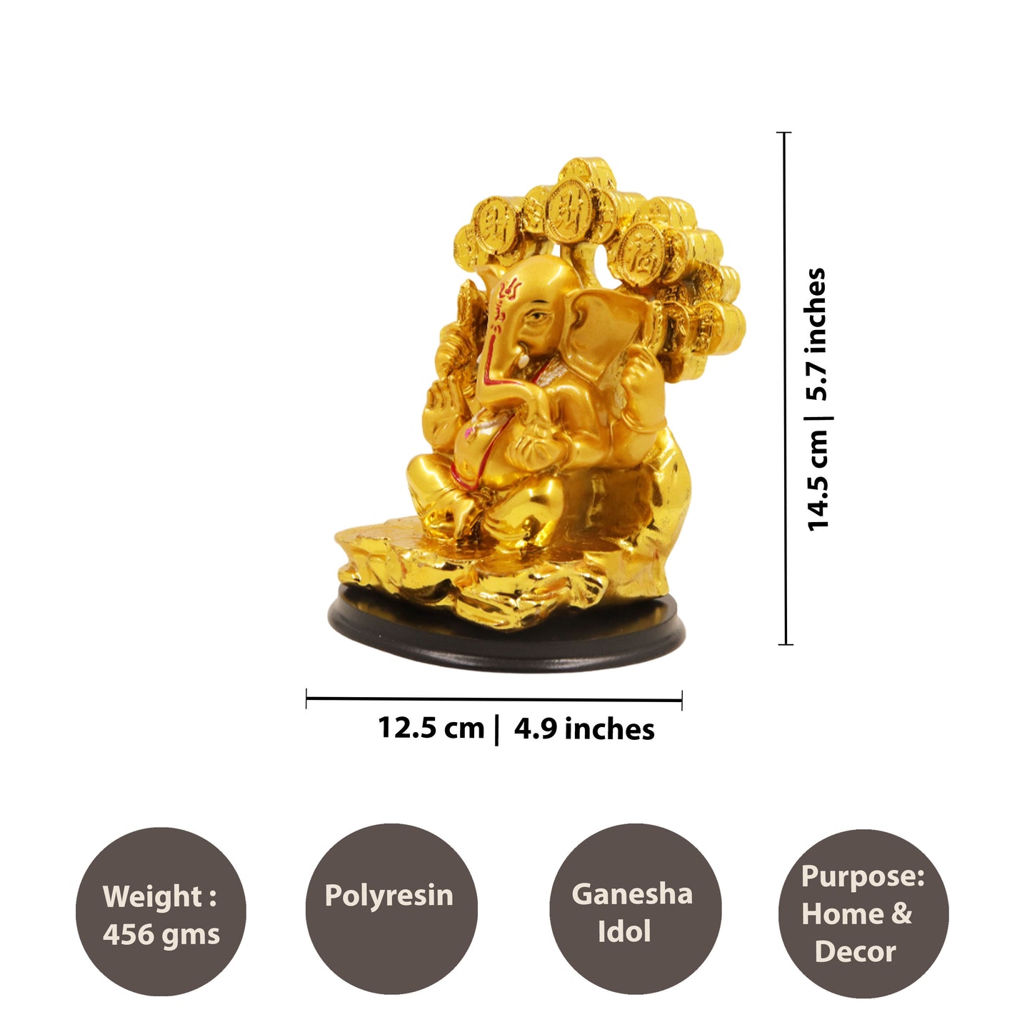 Resin Ganesha Coin Tree Without Crown (Vinayak Sikka Vriksh)