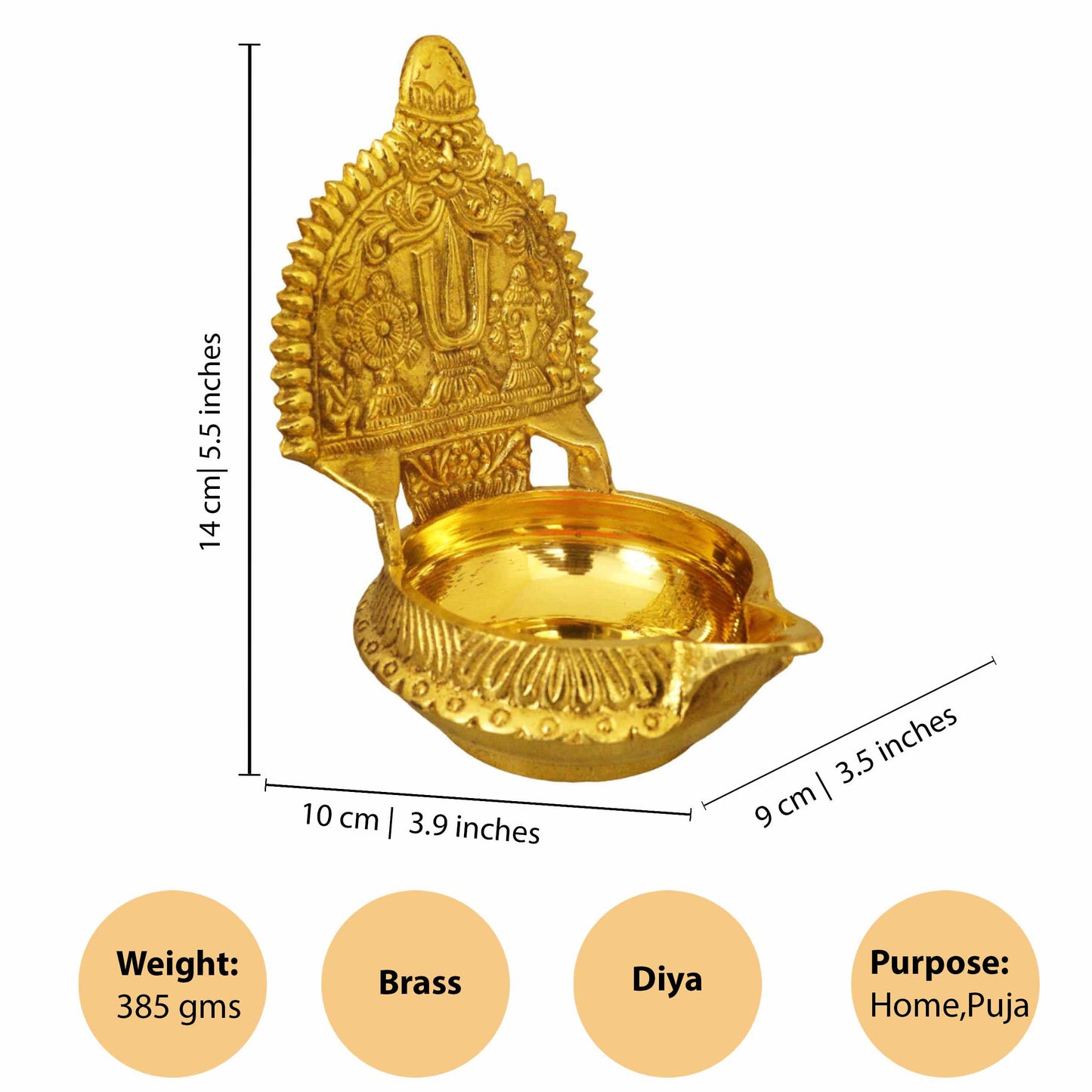Kuber Shank Size-40 (Perumal Kuber Vilaku) (Pital Dhanpati Conch Deepak)