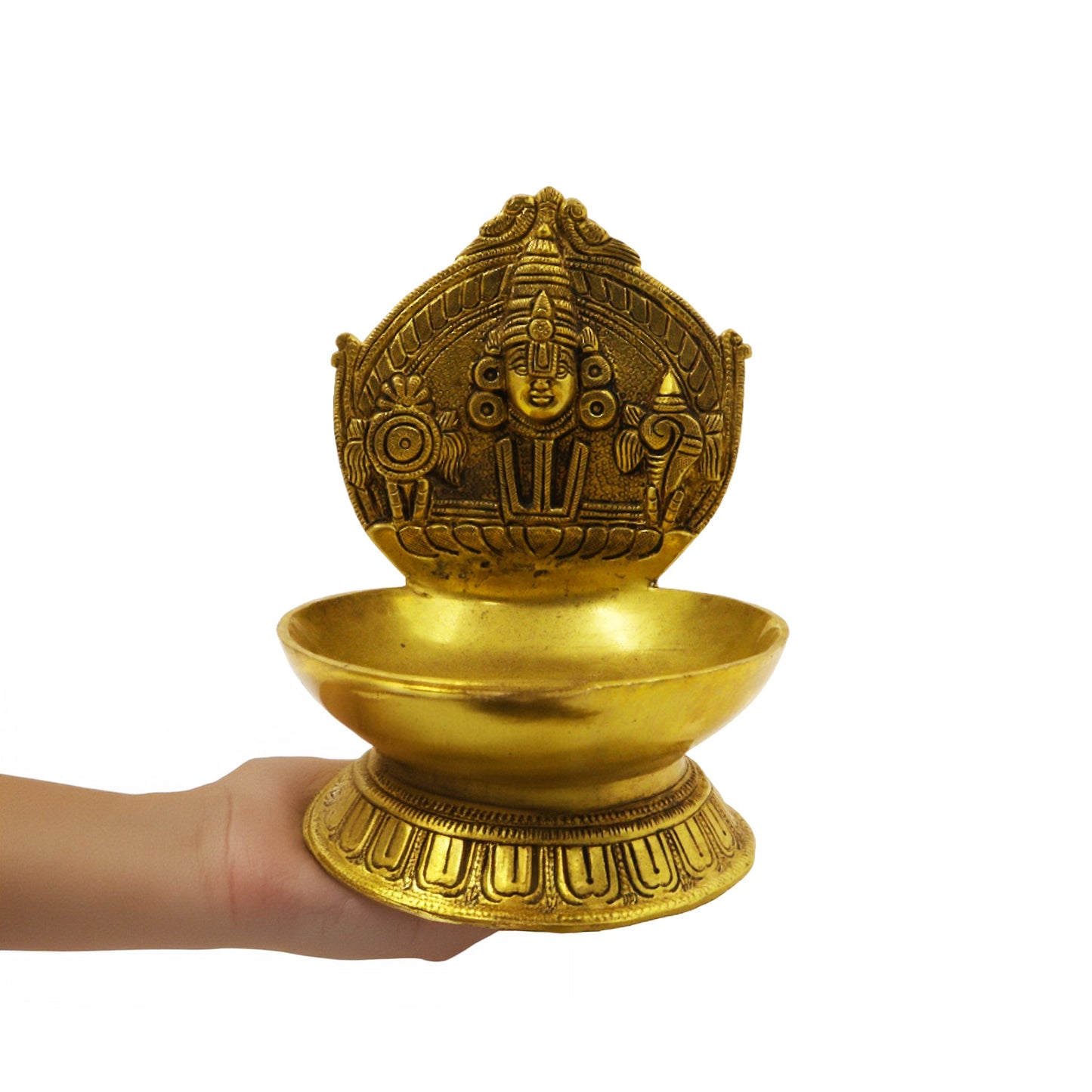 Brass Perumal Face Diya-Big (Pital Vishnu Mukh Deepak / Tirupati Balaji Diya)