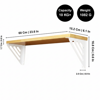 Wooden Pooja Shelf-Lines Brackets White (Lakdi Puja Shelf )