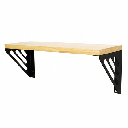 Wooden Pooja Shelf - Lines Brackets Black (Lakdi Puja Shelf)