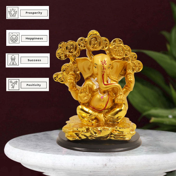 Resin Ganesha Coin Tree Without Crown (Vinayak Sikka Vriksh)