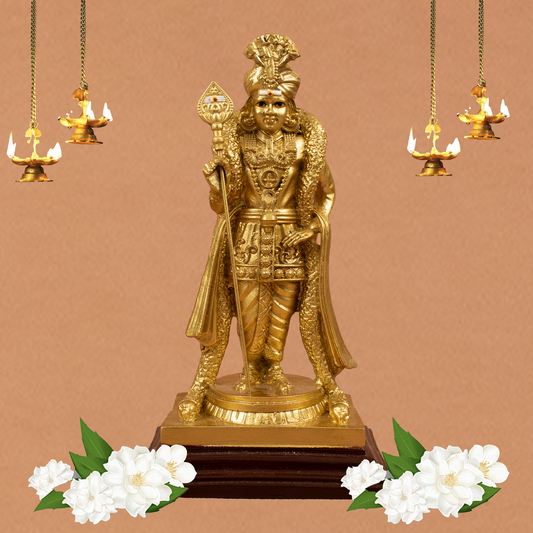 Pazhani - Resin Fiber Rajamurugar Gold 7 inch (Palani Raja Murugan Murti)