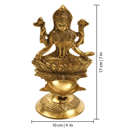 Brass Laxmi Statue Diya (Pital Lakshmi Murti Deepak)