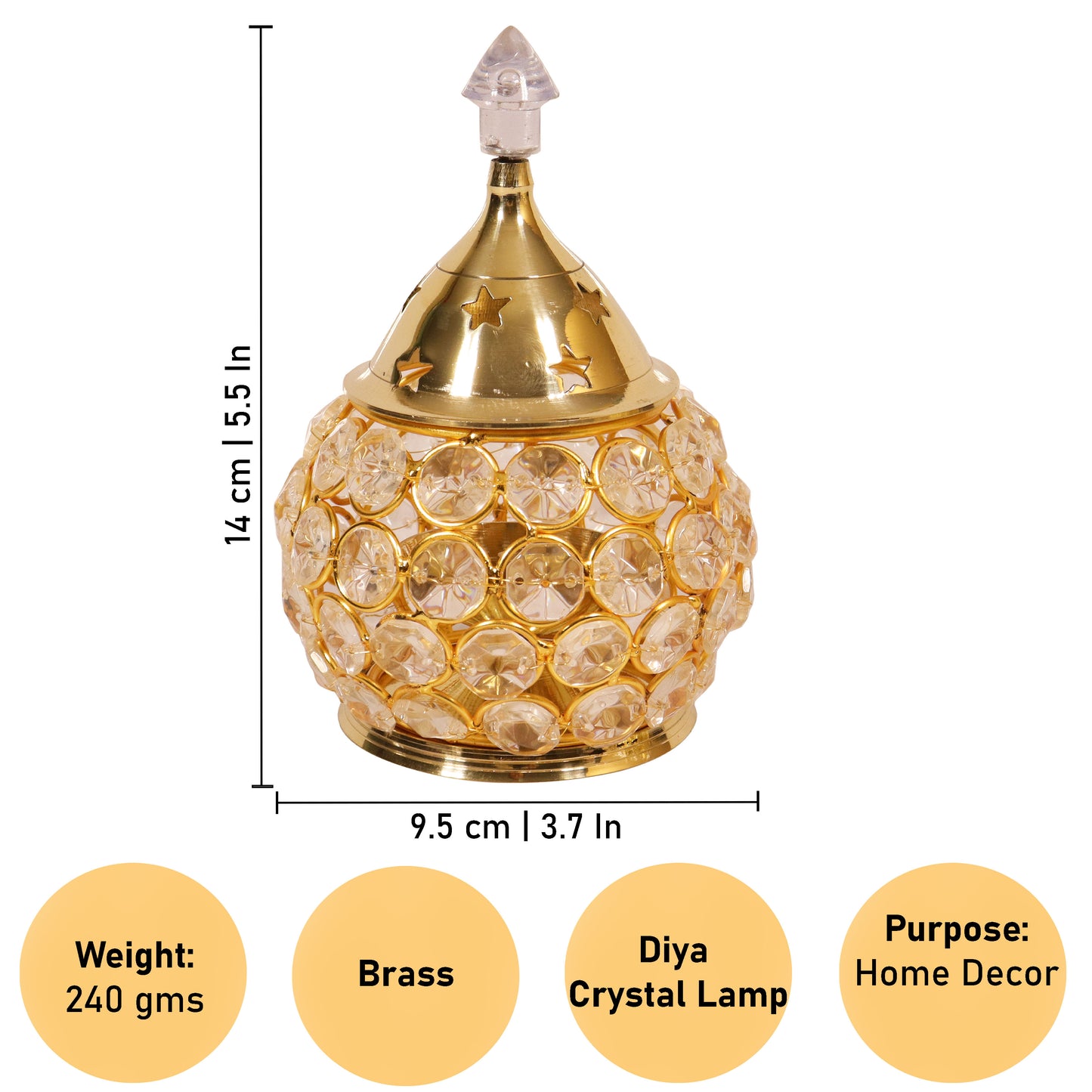 Brass Himalayan Crystal Deep (Matki No,2) (Pital Himalay Sphatik Matka Deepak)