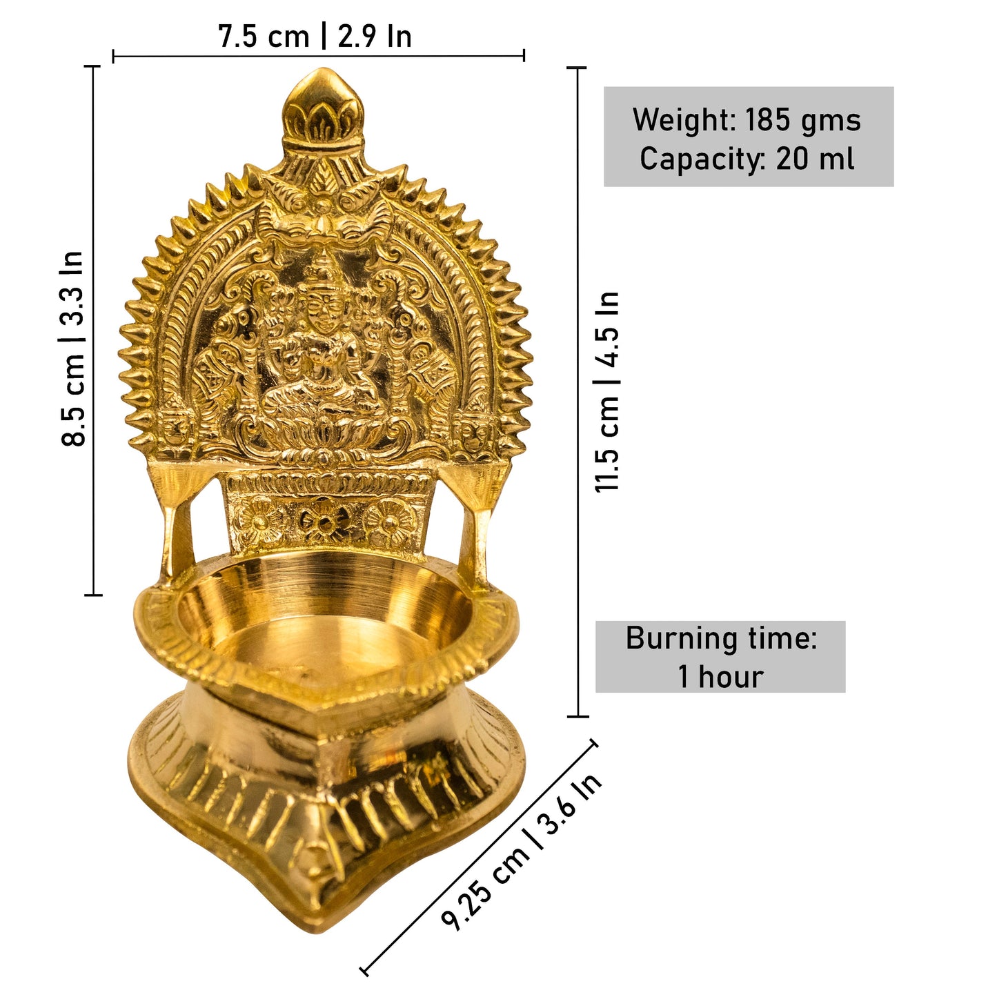 Brass Kamatchi Amman Vilakku-Small (Pital Kamakshi Mata Deepak)