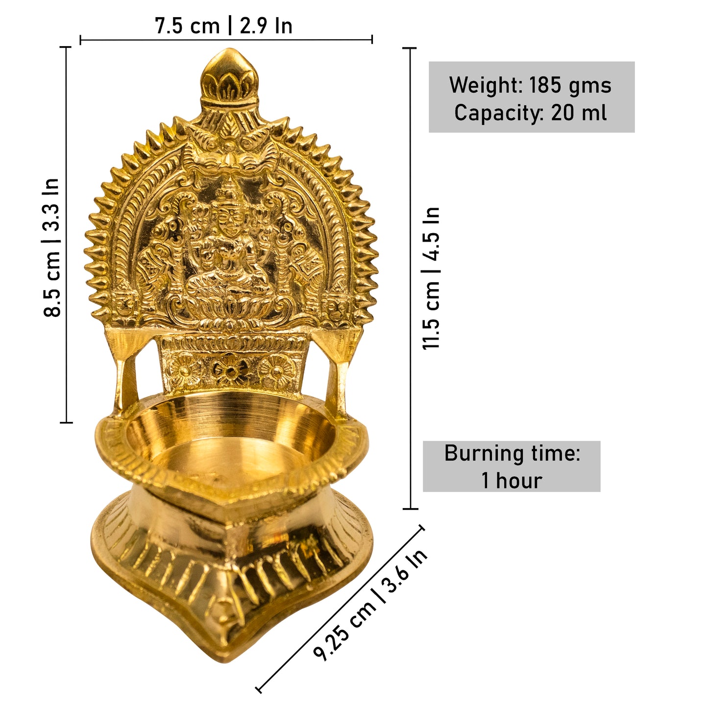 Brass Kamatchi Amman Vilakku-Small (Pital Kamakshi Mata Deepak)
