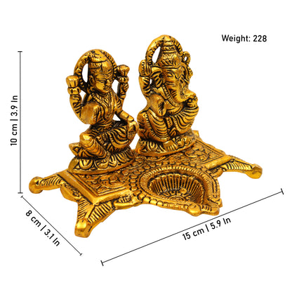 Oxidised Lakshmi Ganesh Diya (Pital Laxmi Vinayak Deepak)