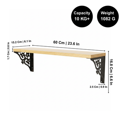 Wooden Pooja Shelf - Triple Floral (Lakdi Puja Shelf Teen Phool)