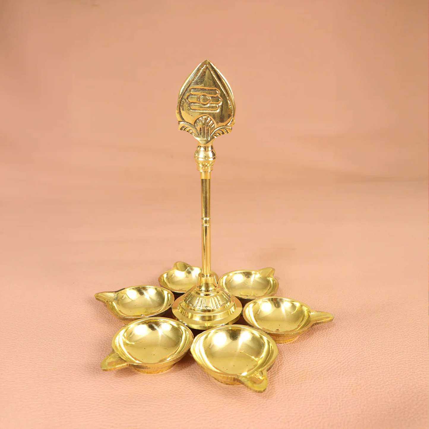 Brass Arumuga Diya with Vel[Small]