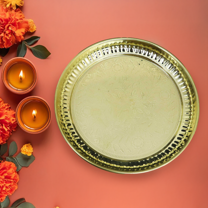 Brass Halwa Plate Size-8 (Pital Mithai Thali Chota)