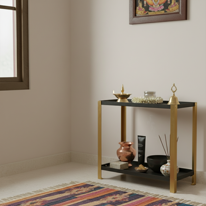 Pooja Shelf for Home Temple-Metal 2 tier Rack – Pujalane