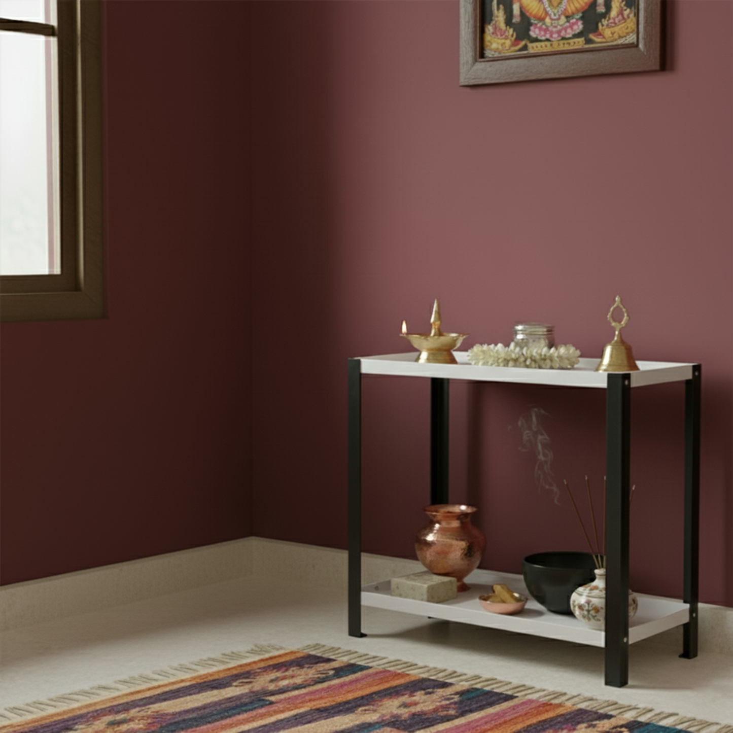 Pooja Shelf for Home Temple-Metal 2 tier Rack