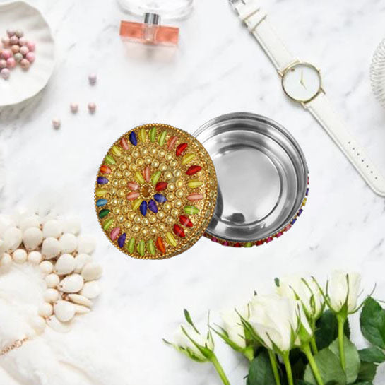 Multi color stone kumkum  size-5 (Pack of  2 )