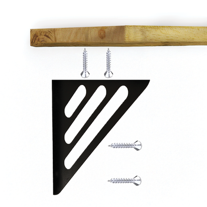 Wooden Pooja Shelf - Lines Brackets Black (Lakdi Puja Shelf)