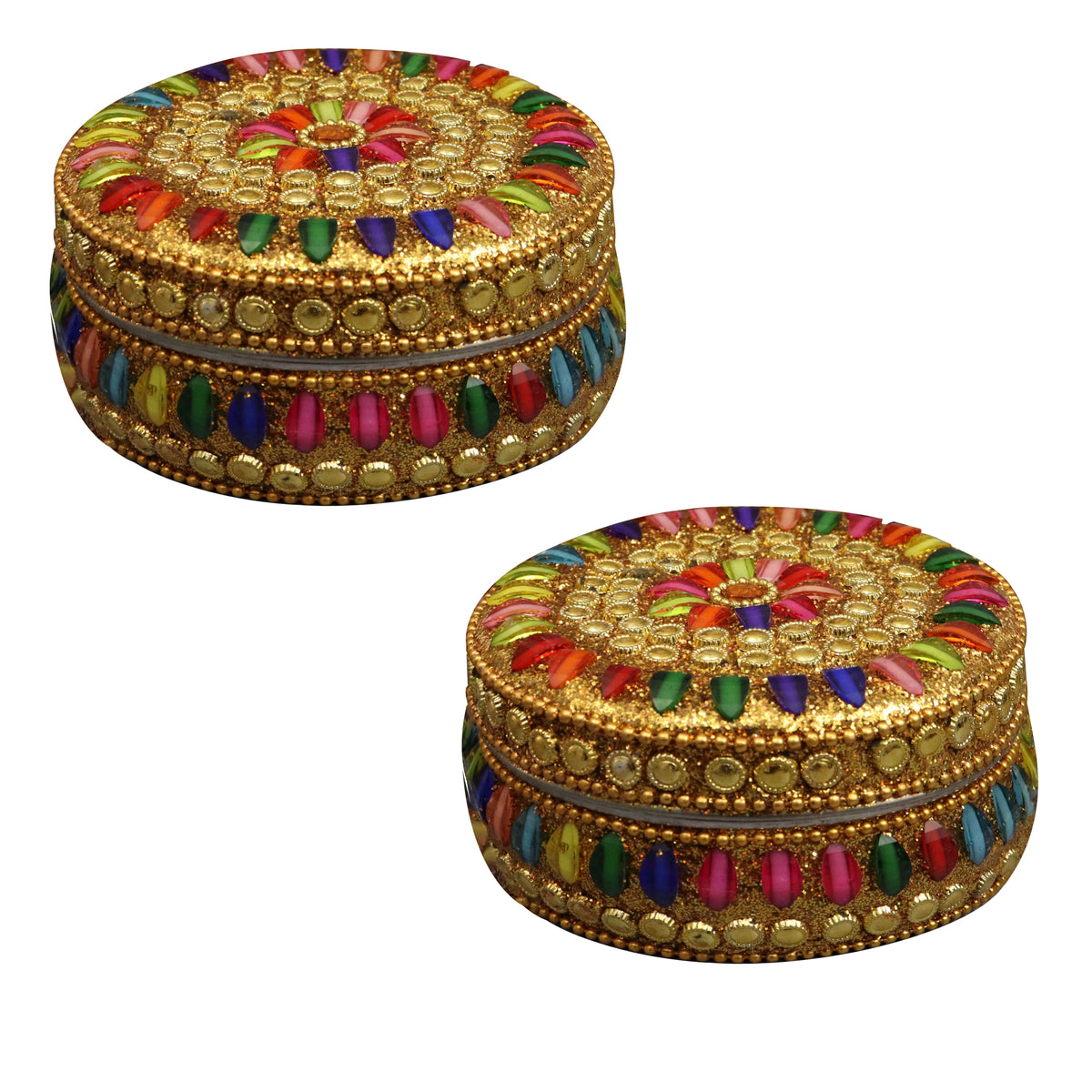 Multi color stone kumkum  size-5 (Pack of  2 )
