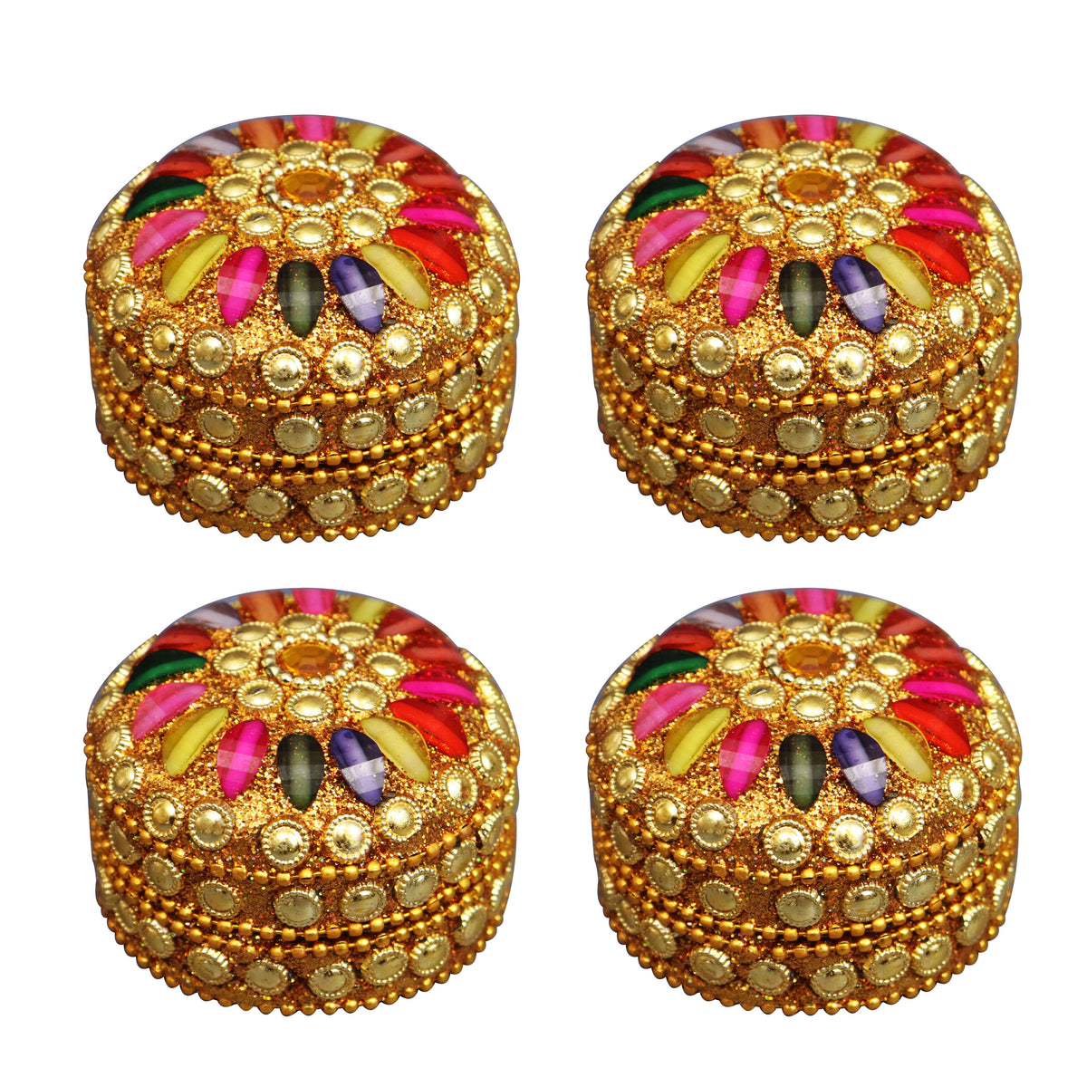 Multi color stone kumkum  size-3(Pack of 4 )