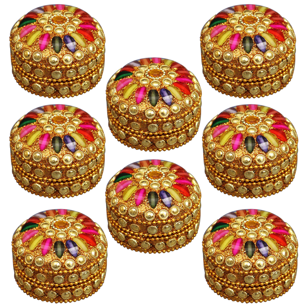 Multi color stone kumkum  size-3(Pack of 4 )
