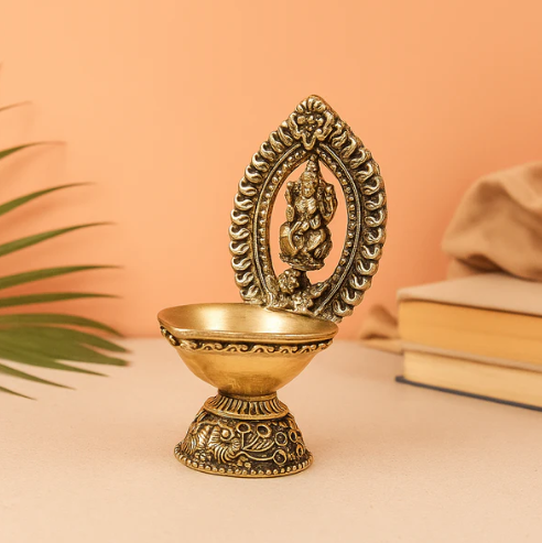Antique finish Ganesh adn lakshmi diya combo