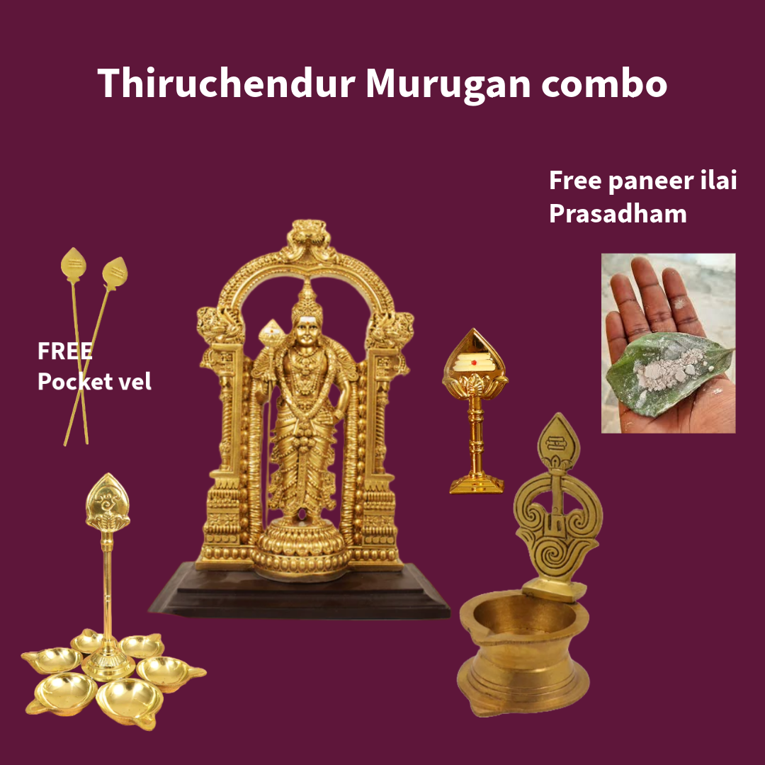 Thiruchendur murugan Combo (with FREE Micro Vel pack of 2 and Thiruchendur prasadham) (Murugan combo Set)
